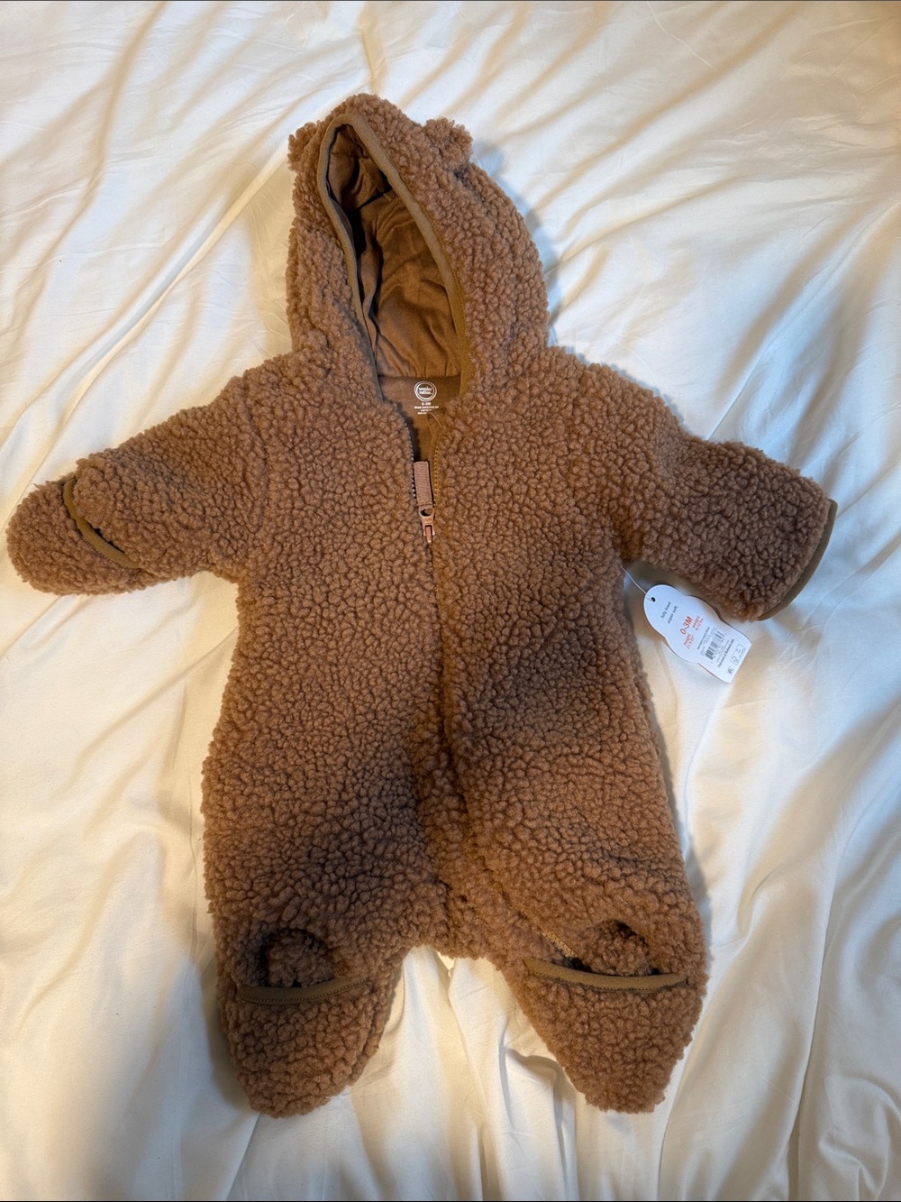 Cozy Teddy Sherpa Baby One-Piece Romper - Brown